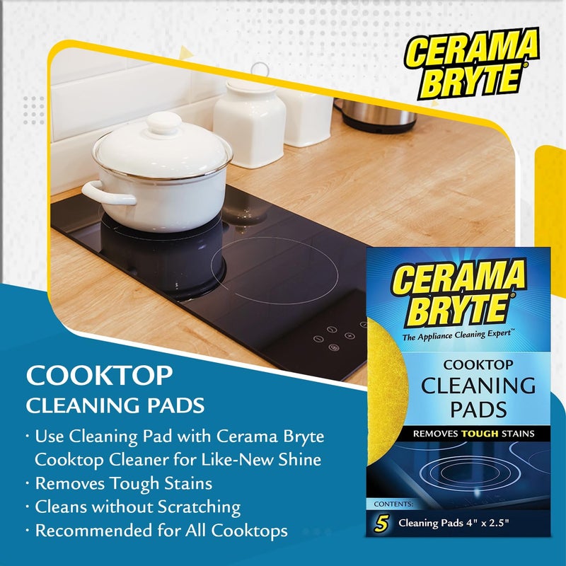 Cerama Bryte 10 x 5 Pack Cleaning Pads Cooktop and Stove Top Cleaner for Glass - Ceramic Surfaces, 50 Count - Image 3